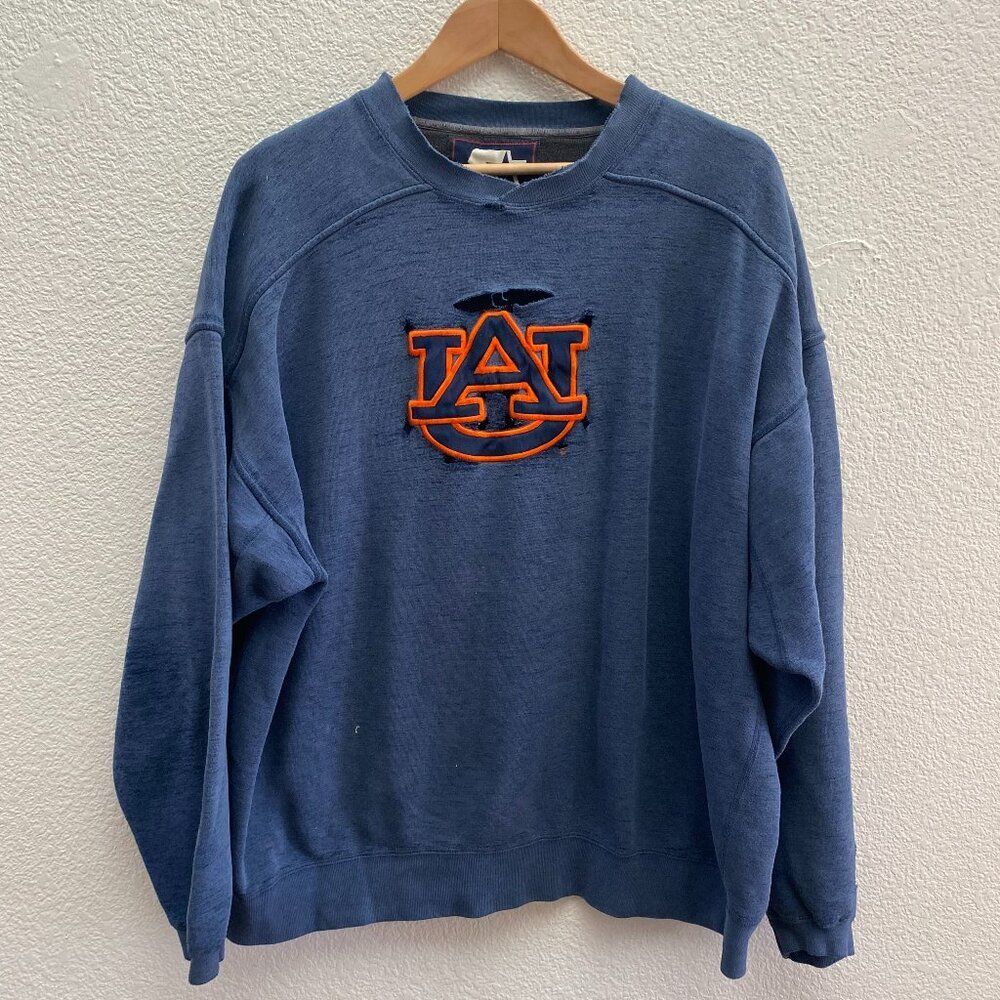 Vintage Auburn Tigers STARTER Distressed Paint Splatter Sweatshirt Men's XL 2XL